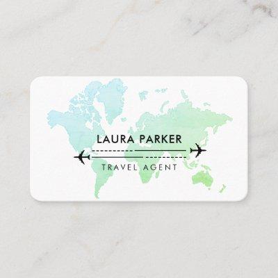 Travel Agent World Map Vacation Services Blue