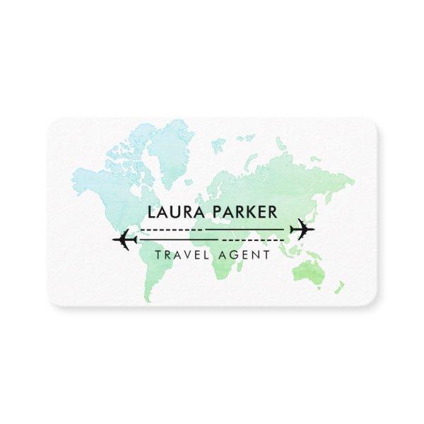 Travel Agent World Map Vacation Services Blue