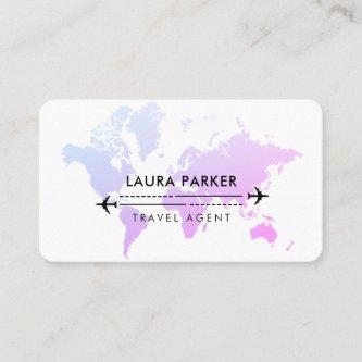 Travel Agent World Map Vacation Services Purple