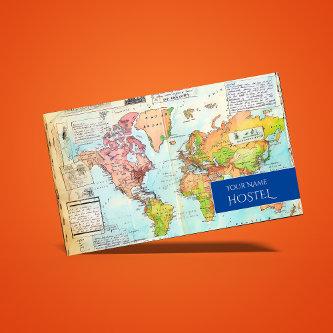 Travel map hostel vintage old style retro drawing
