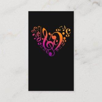 Treble Bass Clef Musical Notes Colorful Heart