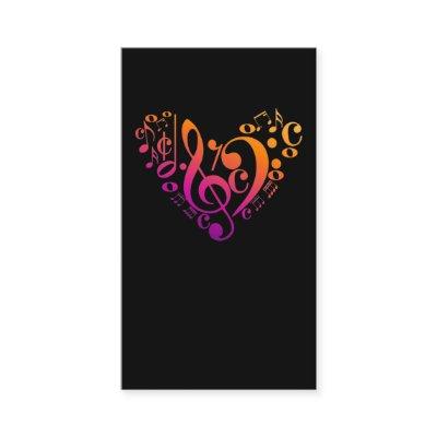 Treble Bass Clef Musical Notes Colorful Heart