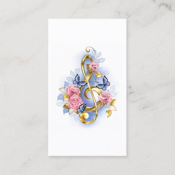 Treble clef with Pink Roses Appointment Card