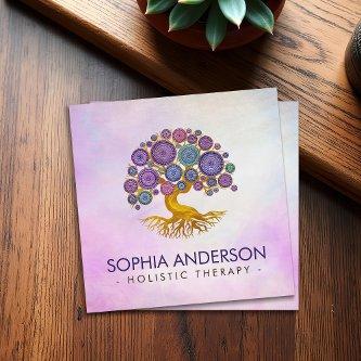 Tree of life - Colorful Mosaic Circles Square