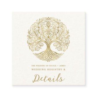 Tree of Life Cream & Gold Celtic Wedding Square