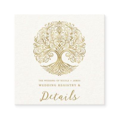 Tree of Life Cream & Gold Celtic Wedding Square