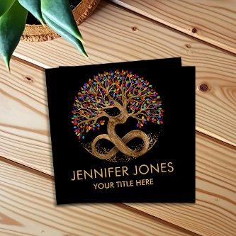 Tree of Life - Infinity - Rainbow/Chakra Leaves Square