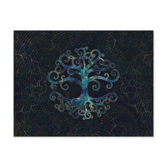 Tree of life Marble and Gold Holiday Postcard