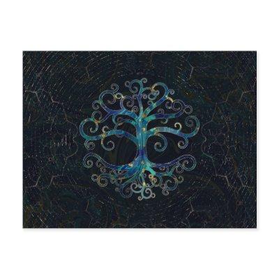 Tree of life Marble and Gold Holiday Postcard