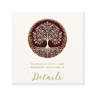 Tree of Life Rustic Dark Red Celtic Wedding Square