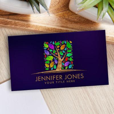 Tree of life - watercolor leaves - square shape
