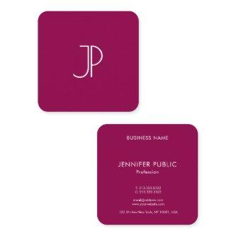 Trend Color Viva Magenta Elegant Monogram Template Square