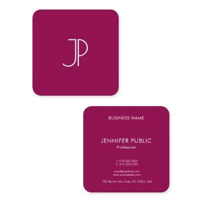 Trend Color Viva Magenta Elegant Monogram Template Square