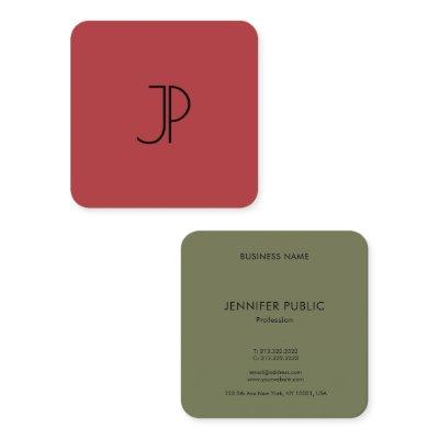 Trend Colors Red And Green Monogram Initial Square