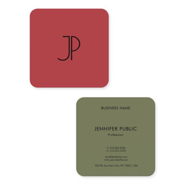 Trend Colors Red And Green Monogram Initial Square