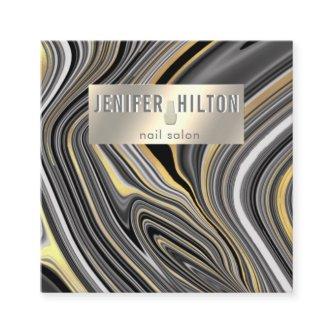 Trendy agate geode silver gold nail salon square