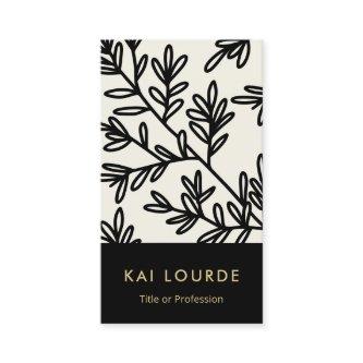 Trendy Black and Beige Leaf Pattern