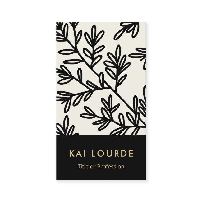 Trendy Black and Beige Leaf Pattern