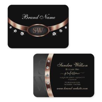 Trendy Black and Rose Gold with Monogram Diamonds