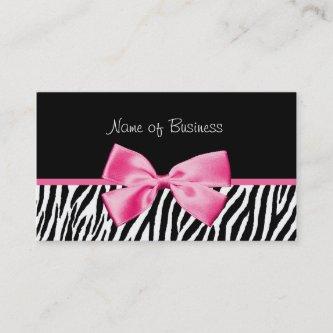 Trendy Black And White Zebra Print Pink Ribbon
