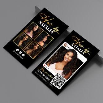 Trendy Black Gold Sparkle Photo Hairstylist