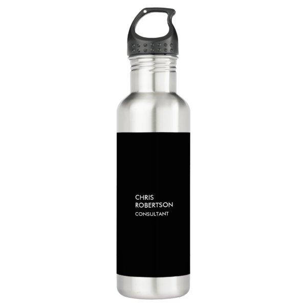 Trendy black white vertical unique  stainless steel water bottle