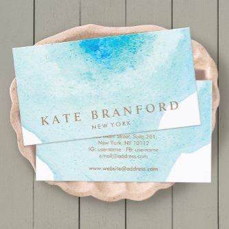 Trendy Blue Abstract Watercolor