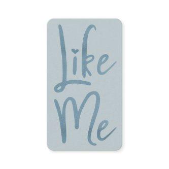 Trendy Blue Foil Brush Script Like Me Social Media