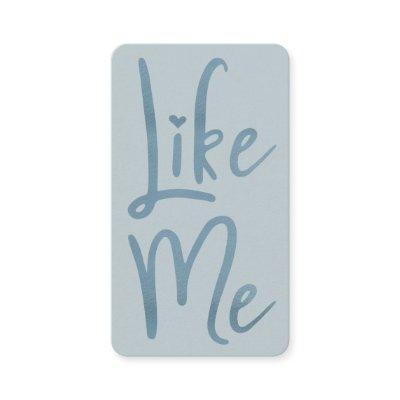 Trendy Blue Foil Brush Script Like Me Social Media