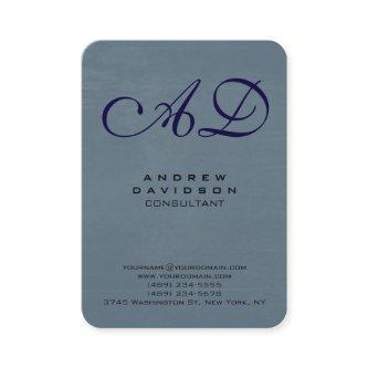 Trendy Blue Gray Handwriting Script Monogram