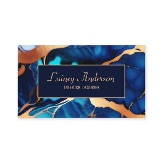 Trendy Blue yellow Gold faux marble