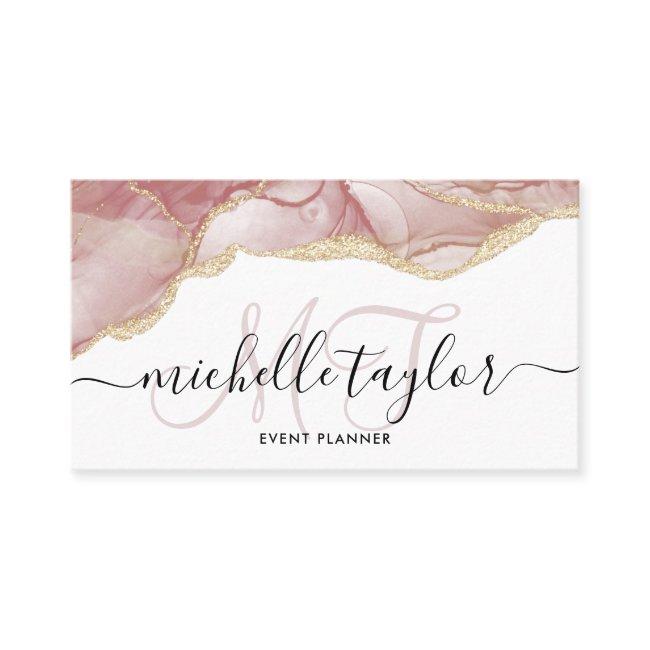 Trendy Blush pink Monogram Makeup Hair Salon Busi