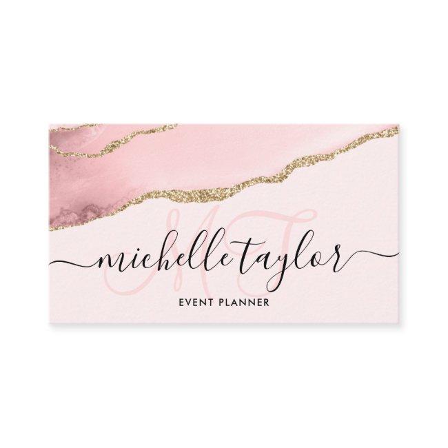 Trendy Blush pink Monogram Makeup Hair Salon Busi