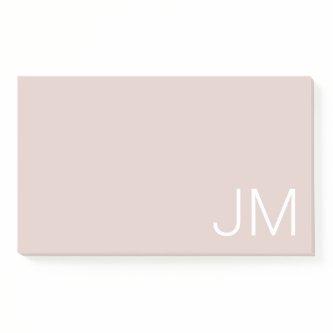 Trendy Blush Pink Oversized Monogrammed Initials Post-it Notes