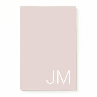 Trendy Blush Pink Oversized Monogrammed Initials Post-it Notes