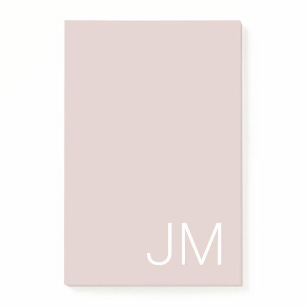 Trendy Blush Pink Oversized Monogrammed Initials Post-it Notes