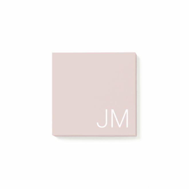 Trendy Blush Pink Oversized Monogrammed Initials Post-it Notes