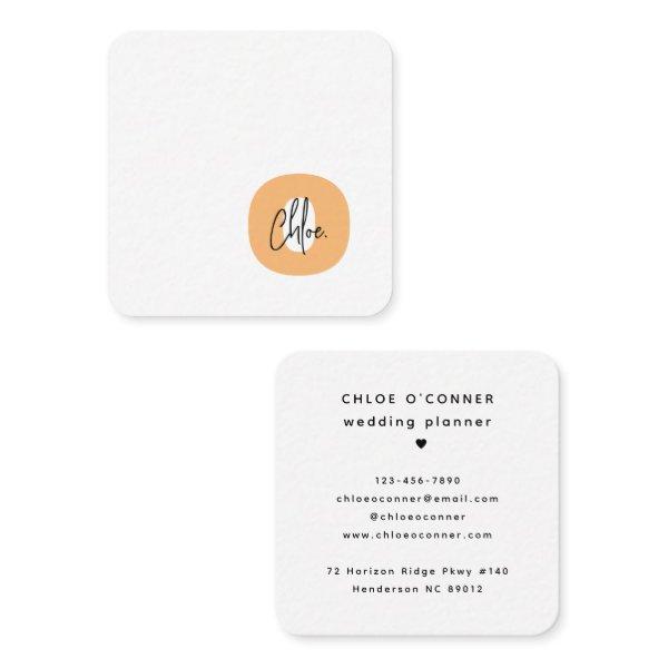 Trendy Bold Monogram Orange Initial Script Name Square