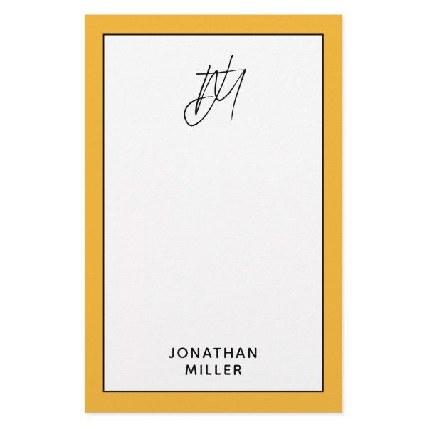 Trendy Bold Mustard Yellow Monogram Stationery