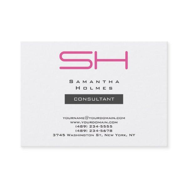 Trendy Chubby White Grey Pink Modern Monogram