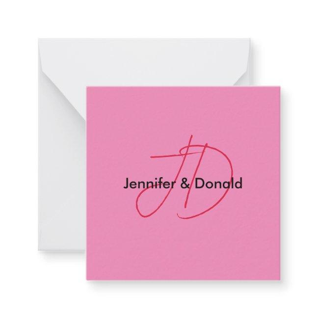 Trendy classical script monogram name note card
