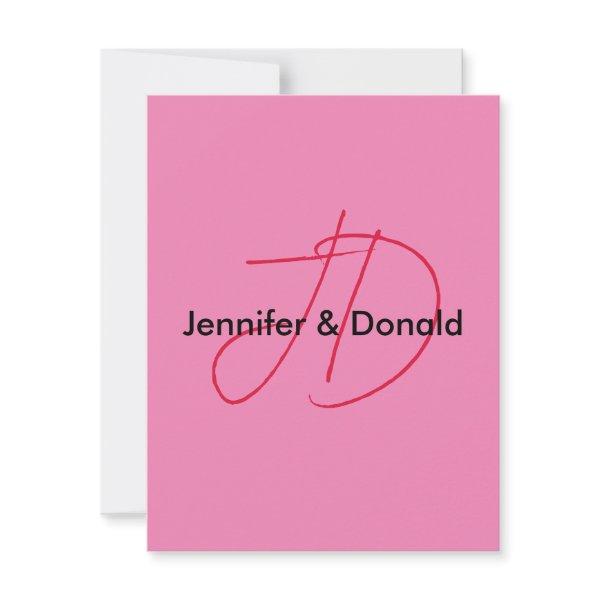 Trendy classical script monogram name RSVP card
