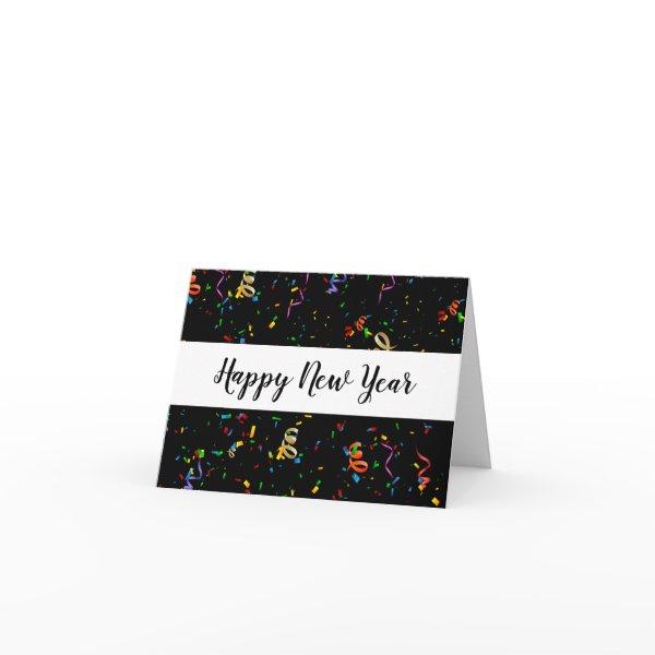 Trendy Colorful Confetti Business New Year Cards