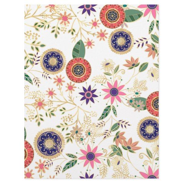 Trendy Colorful Folk Floral Original Golden Design Letterhead