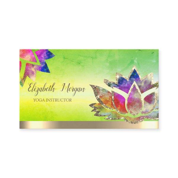 Trendy Colorful Lotus Flower Yoga Instructor Green