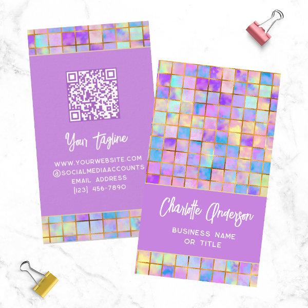 Trendy Colorful Modern Tiles QR Code Abstract Name