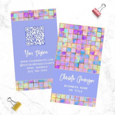 Trendy Colorful Modern Tiles QR Code Abstract Name