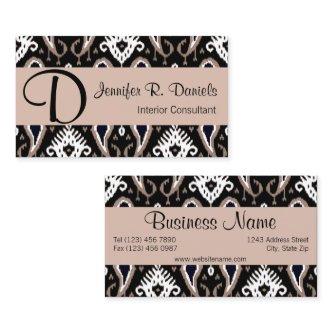 Trendy Cute Taupe Black White Ikat Tribal Pattern