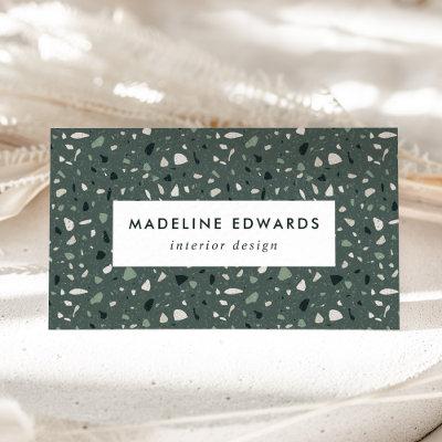 Trendy Dark Teal & Green Terrazzo