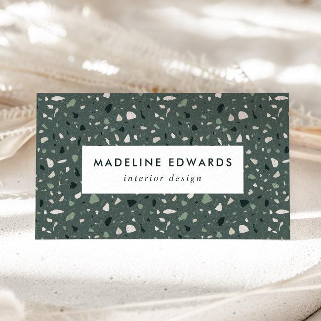Trendy Dark Teal & Green Terrazzo